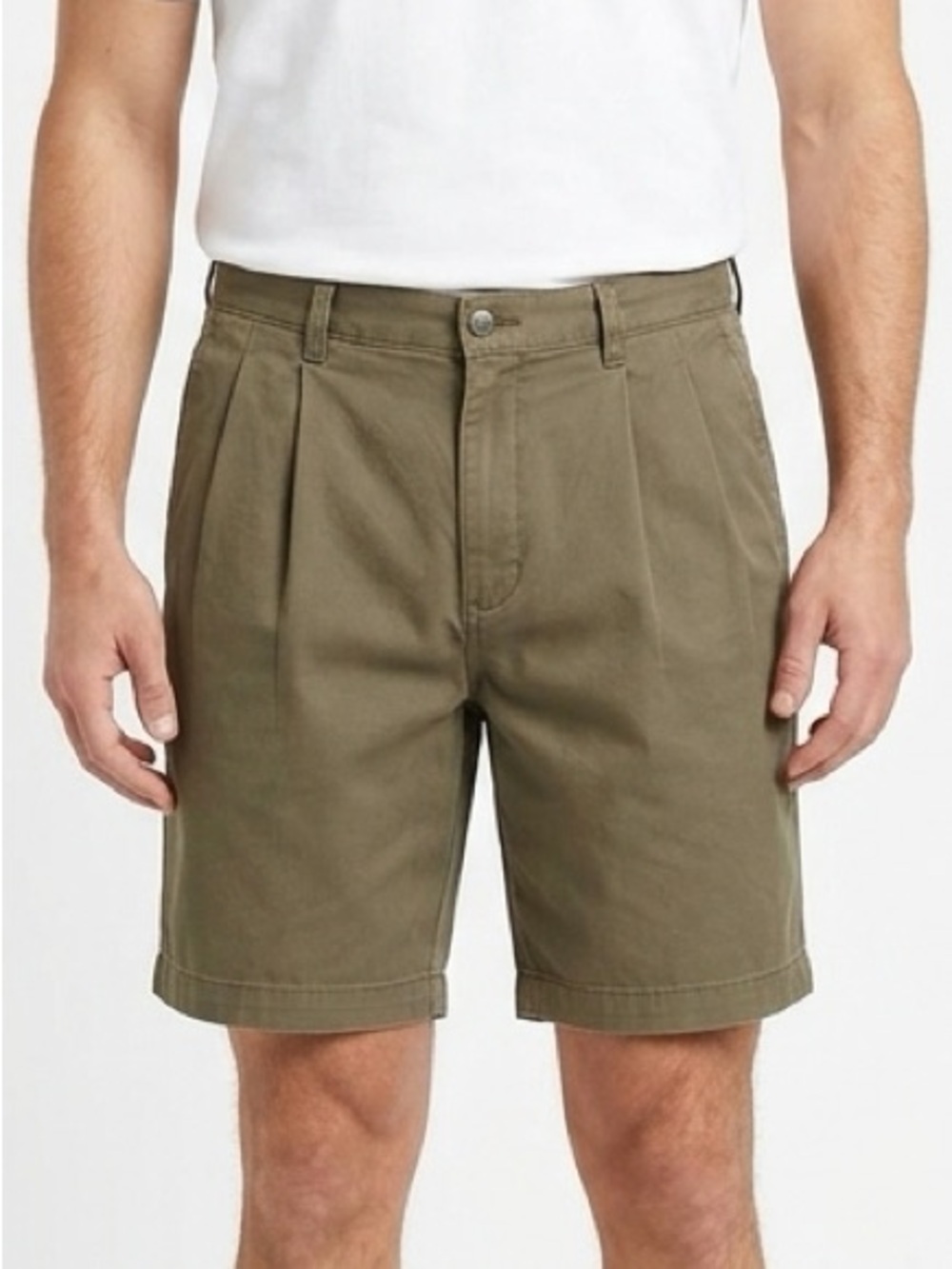 GRANT THOMAS Olive Green Khaki Pleat Front Shorts Size 36 9” Inseam EUC $75